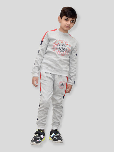 U.S Polo Assn Fleece Tracksuit For Kids-Grey-BR913