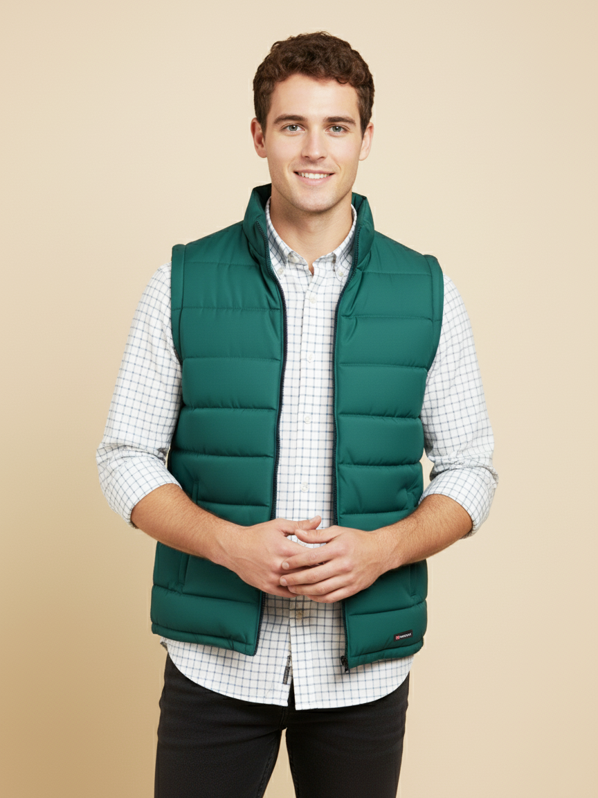 Stylish Puffer Sleeveless Zipper Mockneck Jacket For Men-Zinc-BRPH29