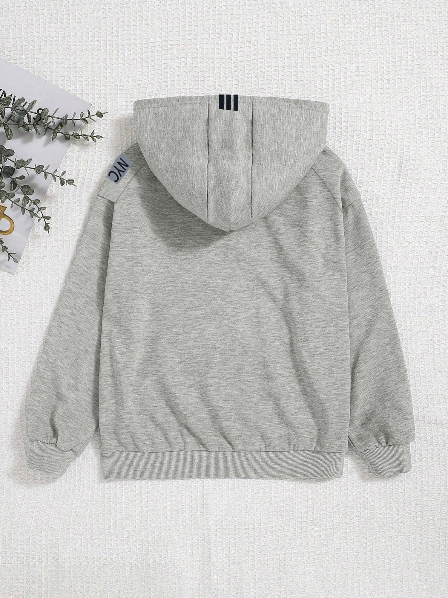 Nyc Polo Raglan Sleeve Fleece Zipper Hoodie For Kids-Grey Melange-SP1245/RT2308
