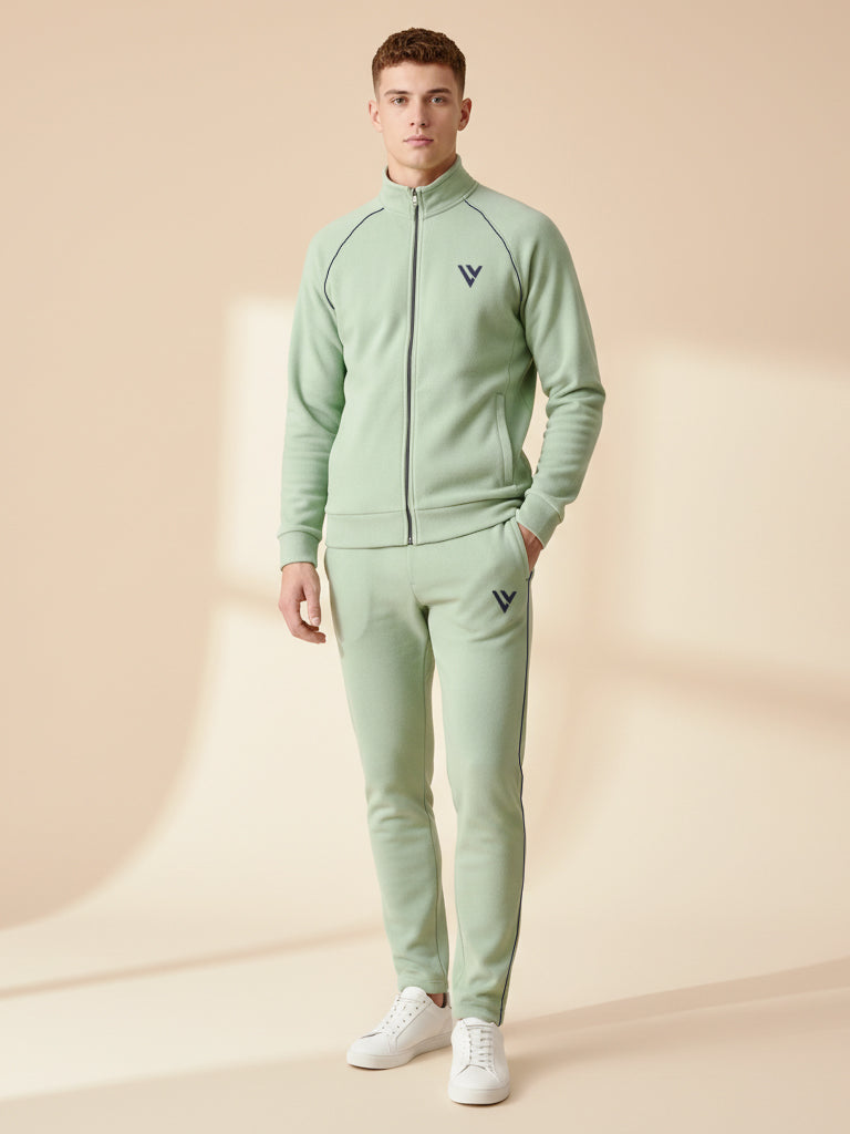 Louis Vicaci Fleece Zipper Tracksuit For Men-Light Sea Green-LVTS04