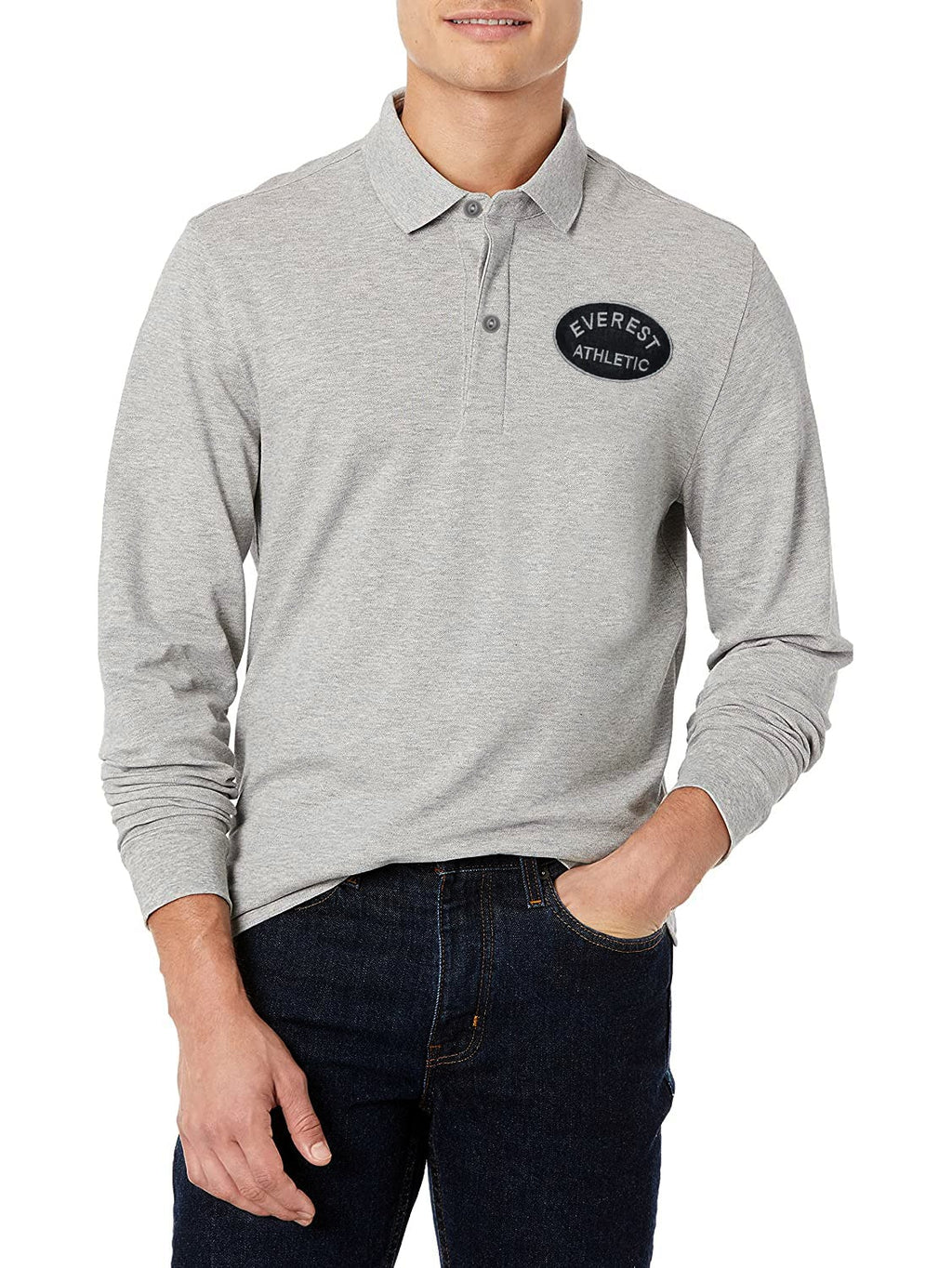 Everest Long Sleeve P.Q Polo Shirt For Men-Grey-NA14032