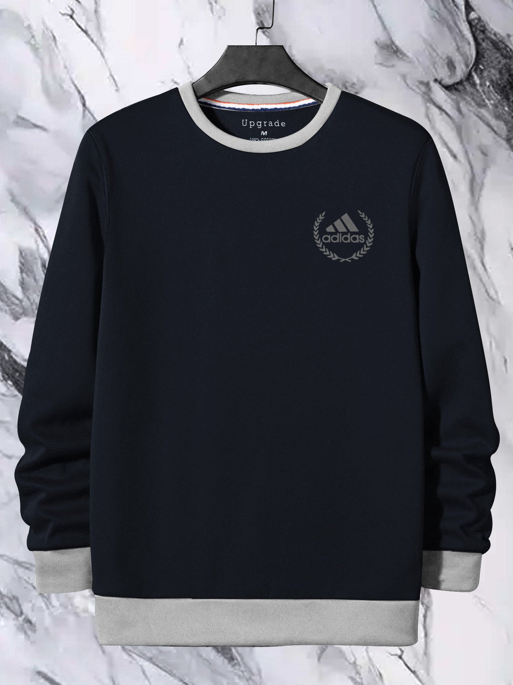 ADS Fleece Funky Style Sweatshirt For Men-Navy with Grey-BR14492