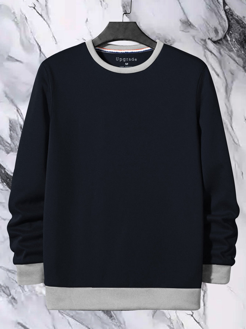 ADS Fleece Funky Style Sweatshirt For Men-Navy with Grey-BR14492
