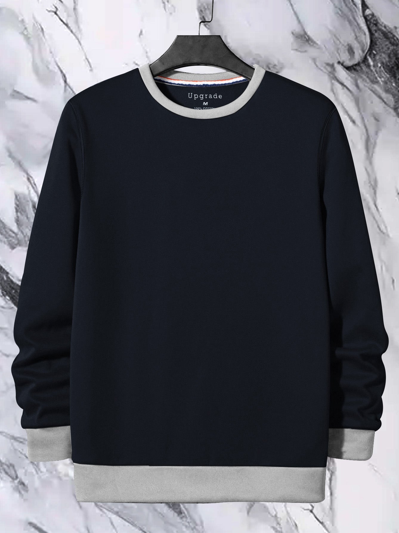 ADS Fleece Funky Style Sweatshirt For Men-Navy with Grey-BR14492