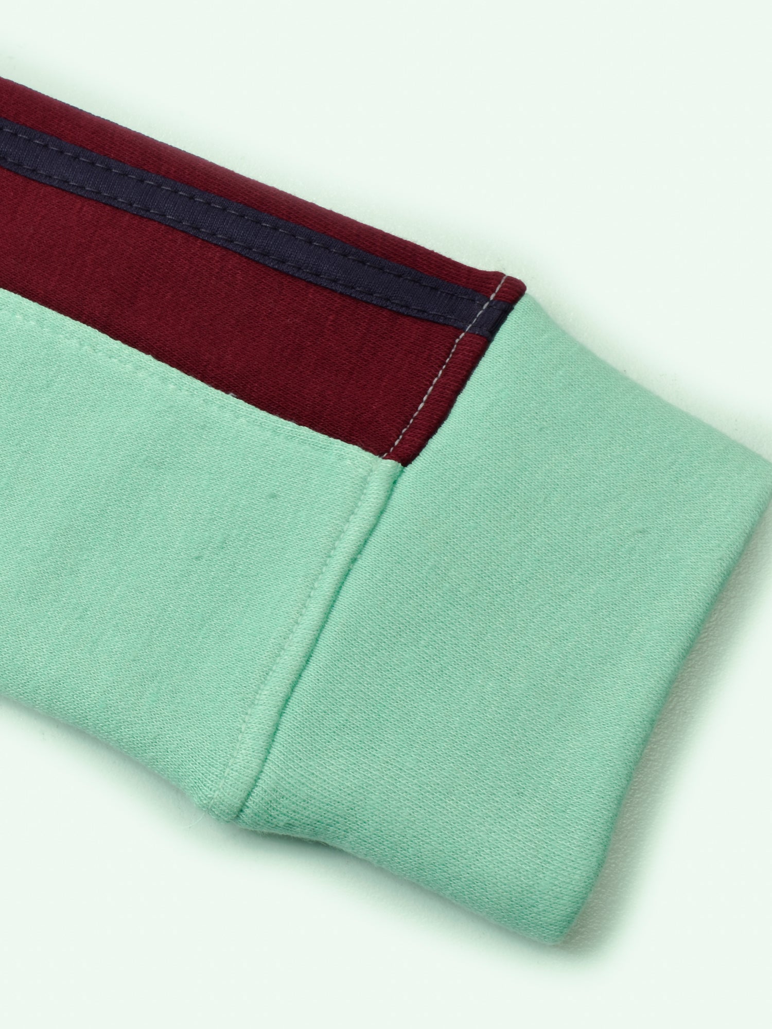 Louis Vicaci Fleece Zipper Tracksuit For Ladies-Light Green with Maroon Stripe-BR366