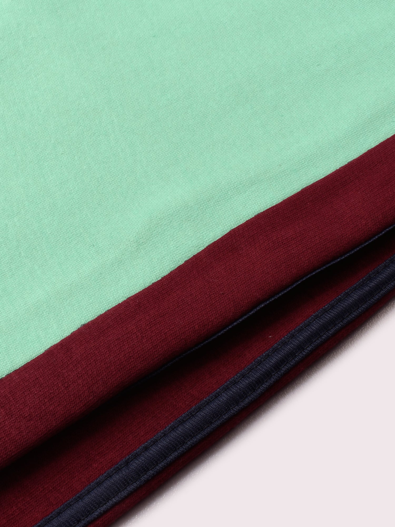 Louis Vicaci Fleece Zipper Tracksuit For Ladies-Light Green with Maroon Stripe-BR366