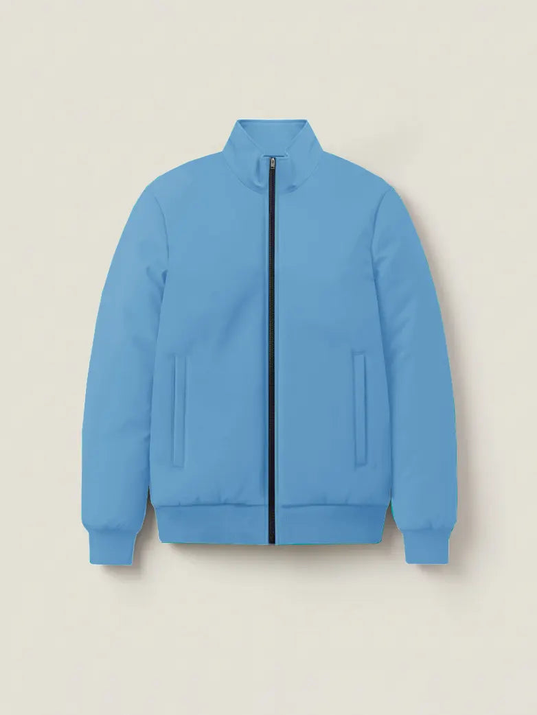 Stylish Winter Zipper Mockneck Jacket For Men-Sky Blue-BRPH16