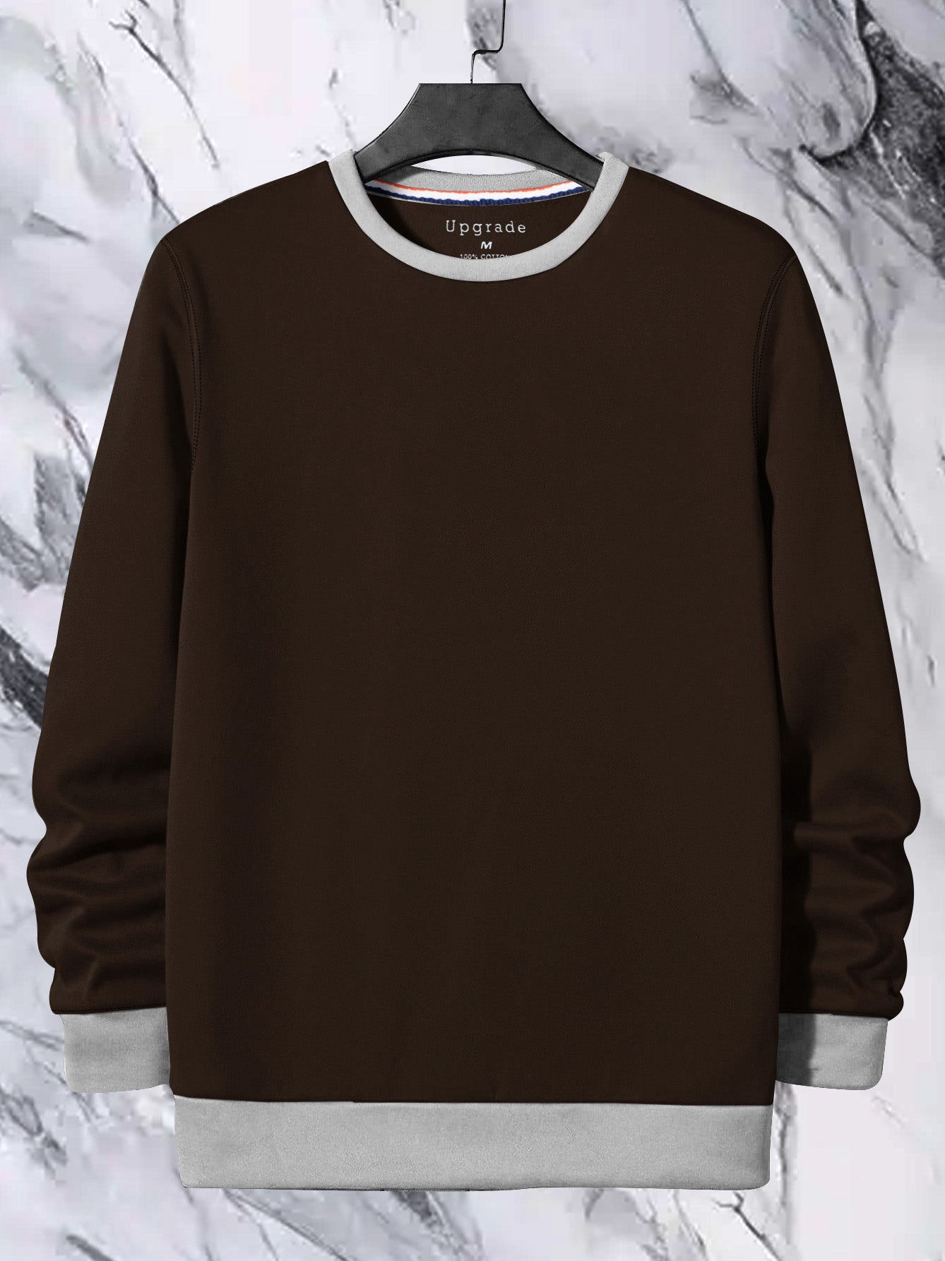 DKRS Fleece Funky Style Sweatshirt For Men-Brown with Grey-BR14454