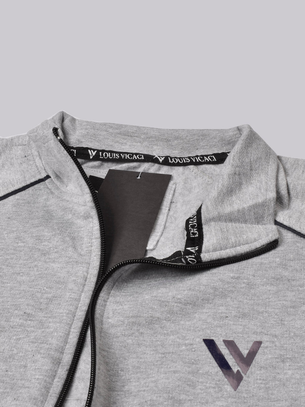 Louis Vicaci Fleece Zipper Tracksuit For Men-Grey Melange-RT1351