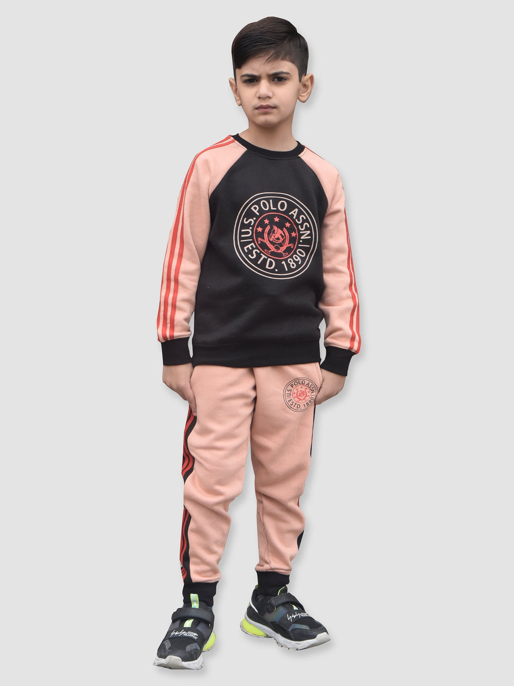 U.S Polo Assn Fleece Tracksuit For Kids-Skin-BR910