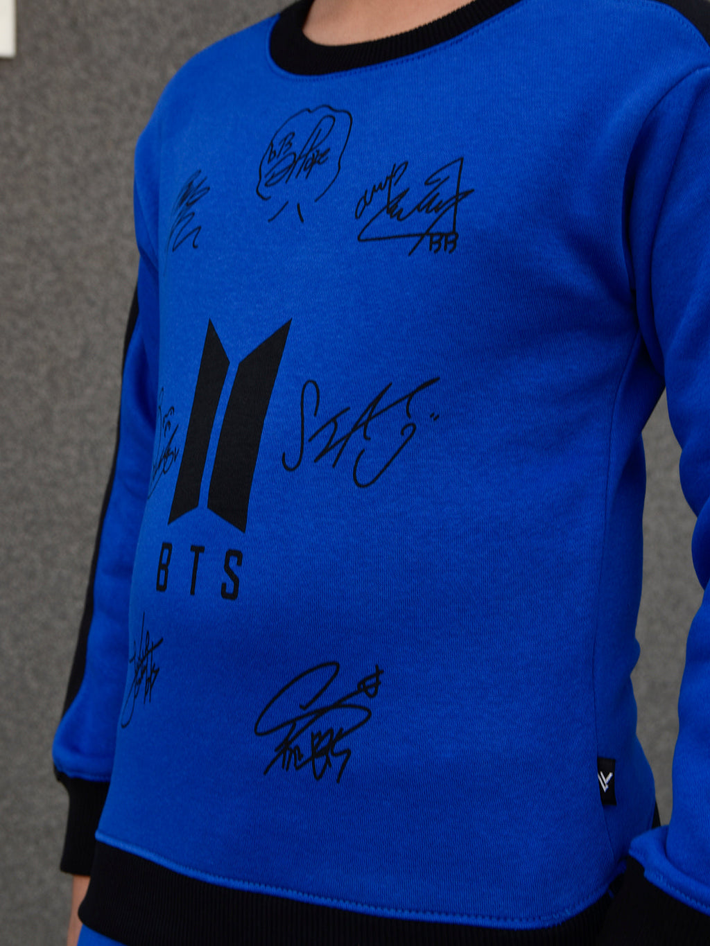 BTS Fleece Tracksuit For Kids-Dark Blue with Black-BR877