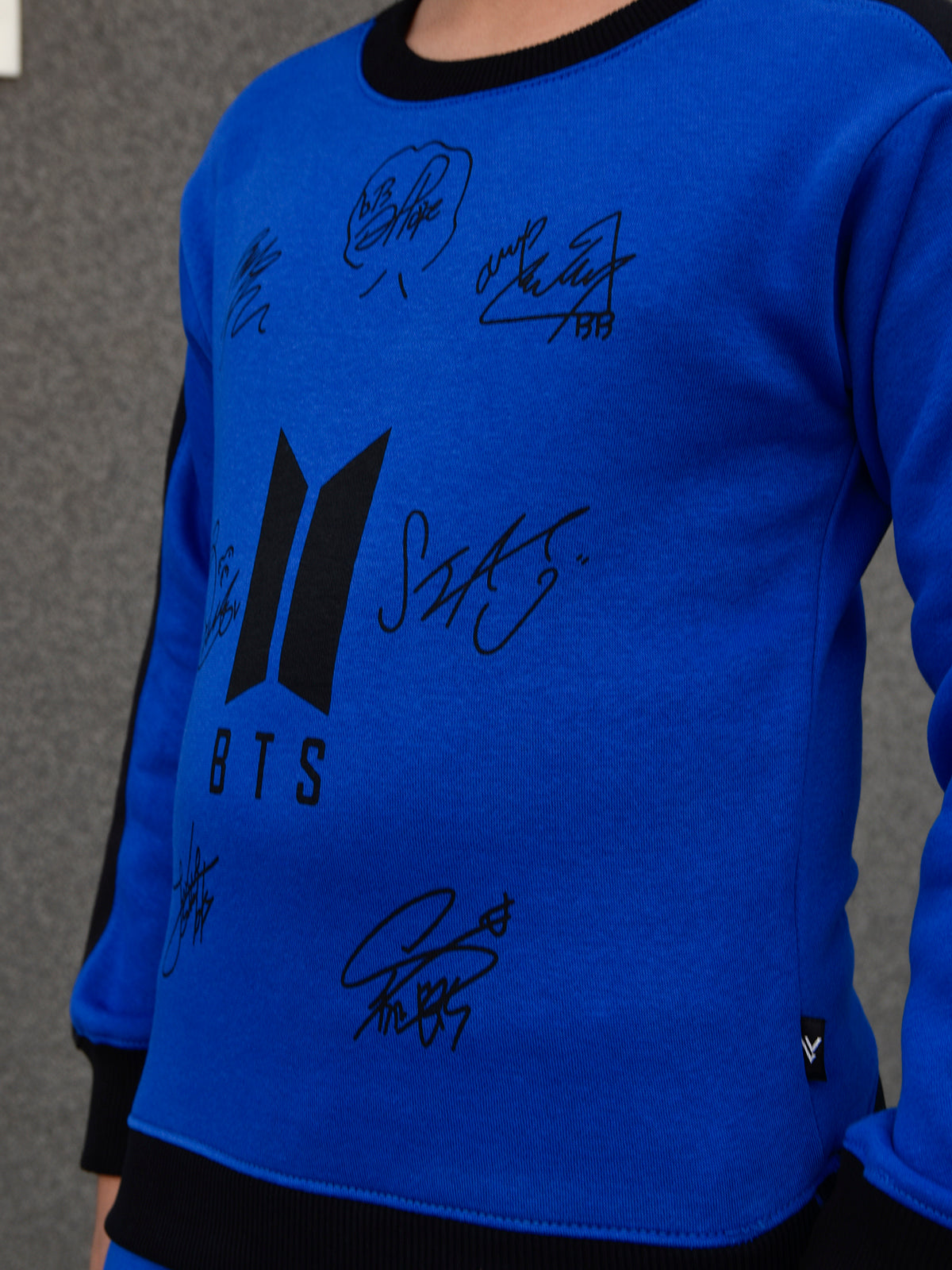 BTS Fleece Tracksuit For Kids-Dark Blue with Black-BR877