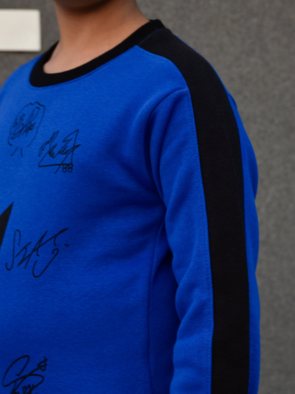 BTS Fleece Tracksuit For Kids-Dark Blue with Black-BR877