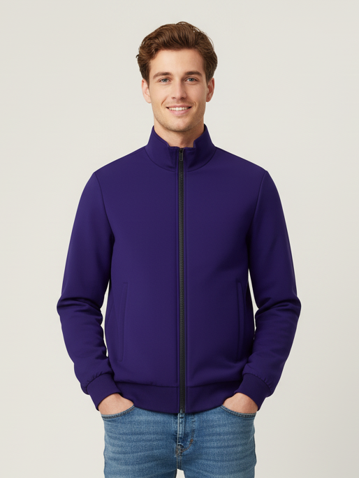 Stylish Winter Zipper Mockneck Jacket For Men-Royal Blue-BRPH11