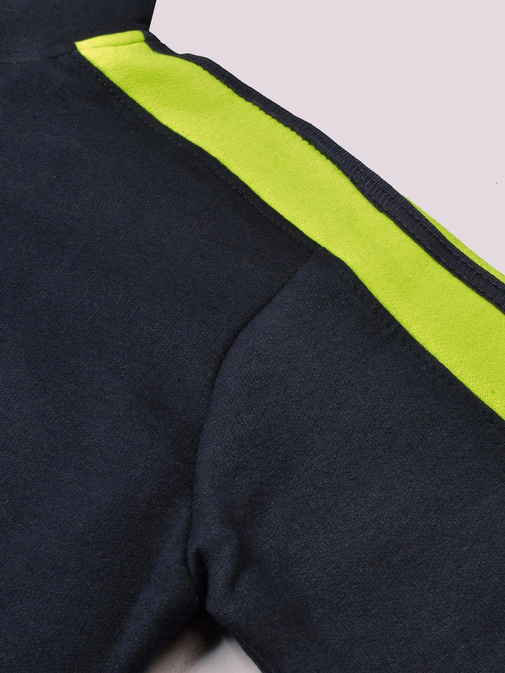 Louis Vicaci Fleece Zipper Tracksuit For Ladies Navy with Lime Green Stripe-RT2120
