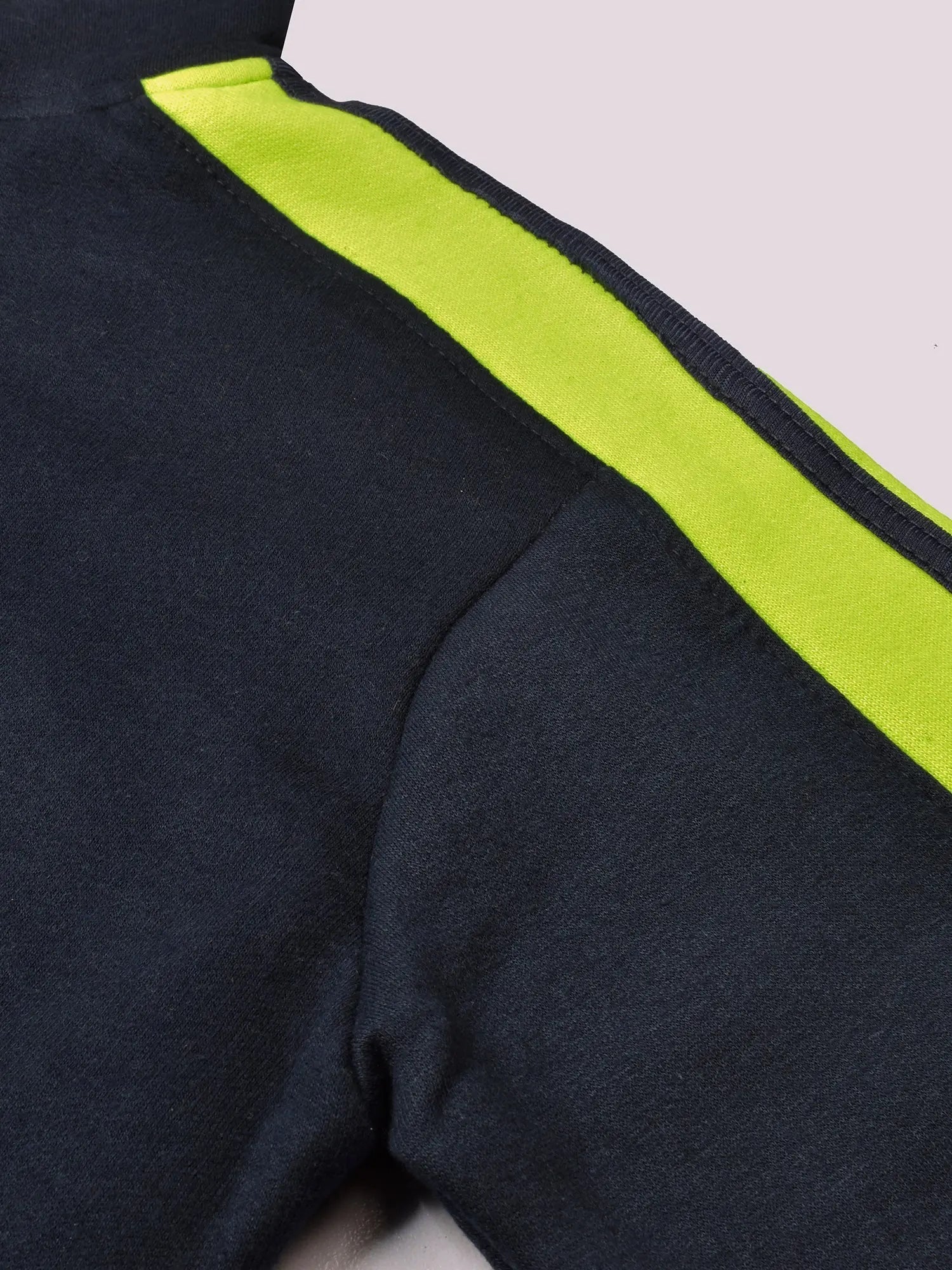 Louis Vicaci Fleece Zipper Tracksuit For Ladies Navy with Lime Green Stripe-RT2120