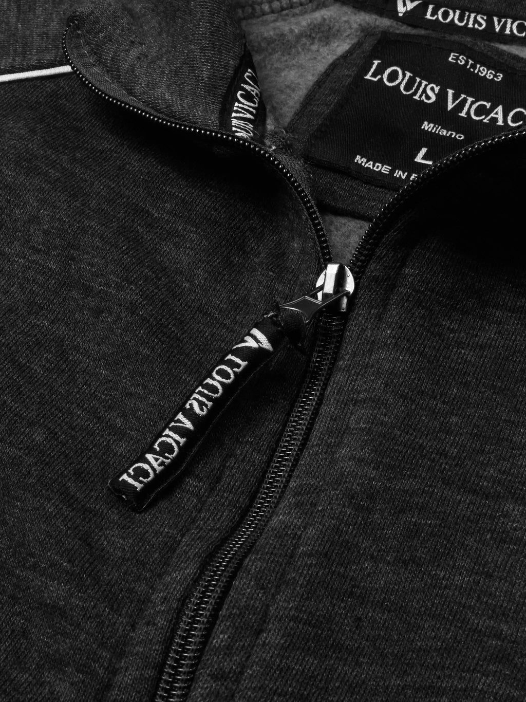 Louis Vicaci Fleece Zipper Tracksuit For Men Charcoal Melange-RT2124