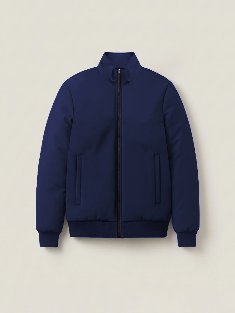 Stylish Winter Zipper Mockneck Jacket For Men-Dark Navy-BRPH10