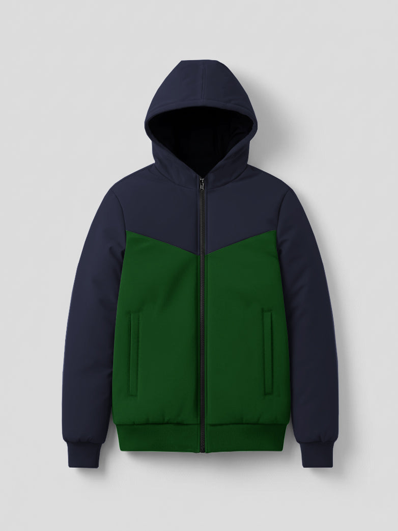 Stylish Winter Zipper Jacket For Men-Navy & Green-BRPH03