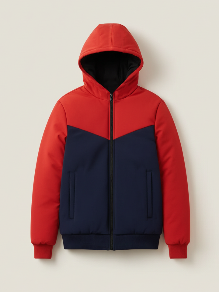 Stylish Winter Zipper Jacket For Men-Red & Navy-BRPH04