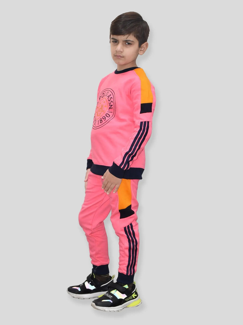 U.S Polo Assn Fleece Tracksuit For Kids-Pink-BR911