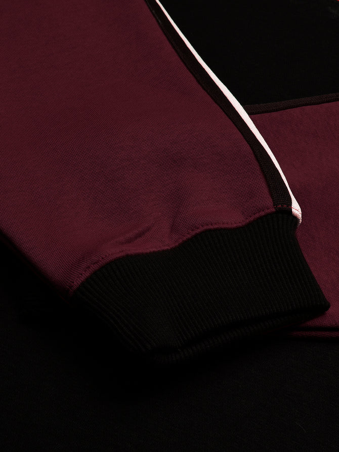 Louis Vicaci Fleece Sweatshirt For Men-Black with Maroon-BR8346