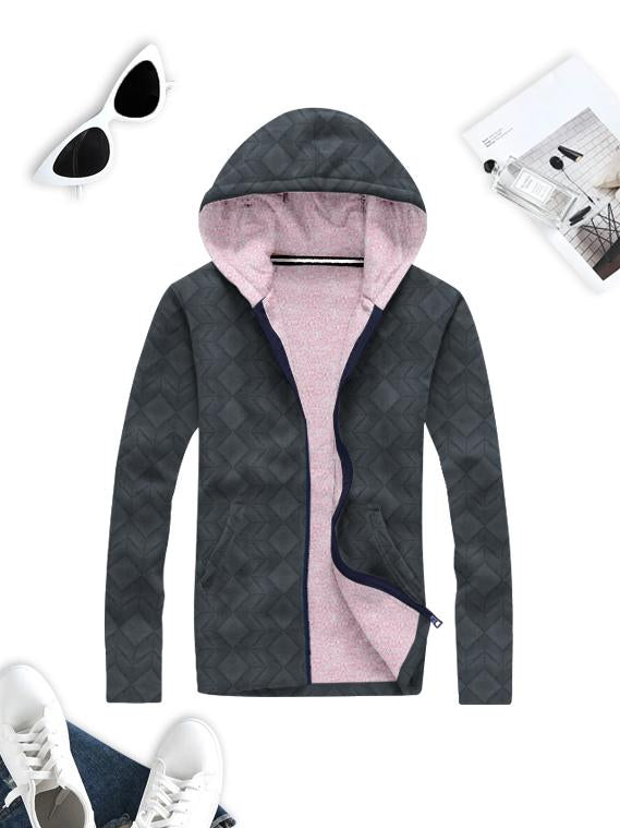 Mango Quilted Inner Fur Zipper Hoodie For Kids-Dark Grey-BR933